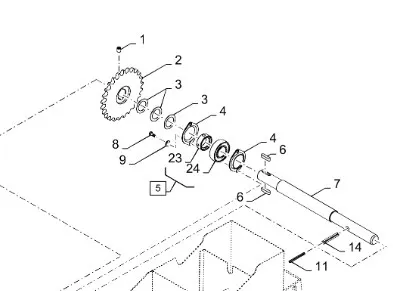 87750657 - Звездочка 22 зуба усил. вала прив. элев. зерн. на привод шнека подающ. CX8070/80